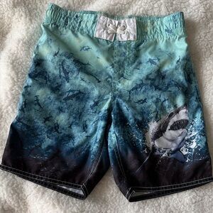 Old Navy Kids Swim Trunks - Blue and Black Shark Print